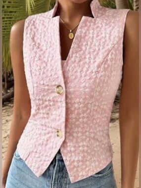 MINA SELF Sleeveless Pink textured Vest